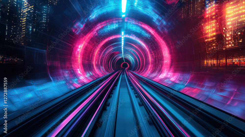 Experience an exhilarating rollercoaster ride through a vibrant neon cyber city filled with motion blur and stunning details Experience an exhilarating rollercoaster ride through a vibrant neon cyber city filled with motion blur and stunning details