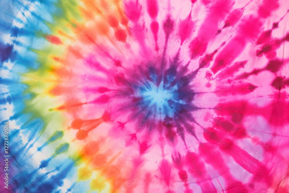 Obraz premium Vibrant Tie-Dye Pattern with Swirls of Colorful Hues and Textures