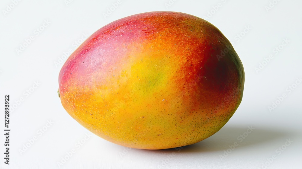A mango with a perfectly smooth surface and bright color, isolated on a white background, conveying the freshness of summer A mango with a perfectly smooth surface and bright color, isolated on a white background, conveying the freshness of summer