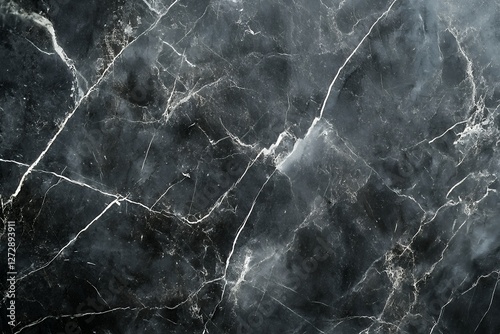 高級感のある黒大理石の質感と繊細な白い模様 | Luxurious Black Marble Texture with Delicate White Veins