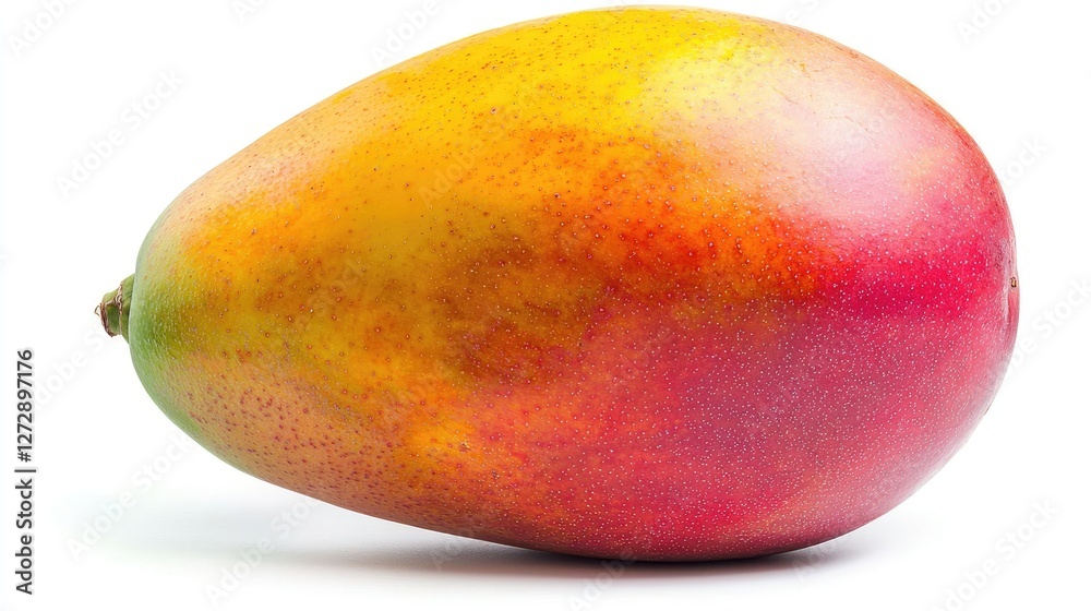A whole mango with vibrant yellow-orange skin and a smooth texture, isolated on a white background for a clean, tropical look A whole mango with vibrant yellow-orange skin and a smooth texture, isolated on a white background for a clean, tropical look