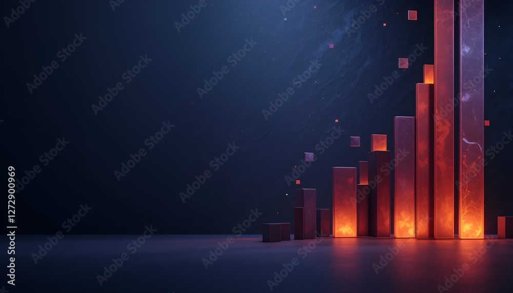 Fototapeta premium Glowing Geometric Shapes on Gradient Background – Minimalist Abstract Artwork