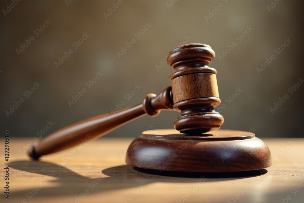 A Polished Wooden Gavel Rests on a Sound Block, Symbolizing Justice and Legal Decisions A Polished Wooden Gavel Rests on a Sound Block, Symbolizing Justice and Legal Decisions