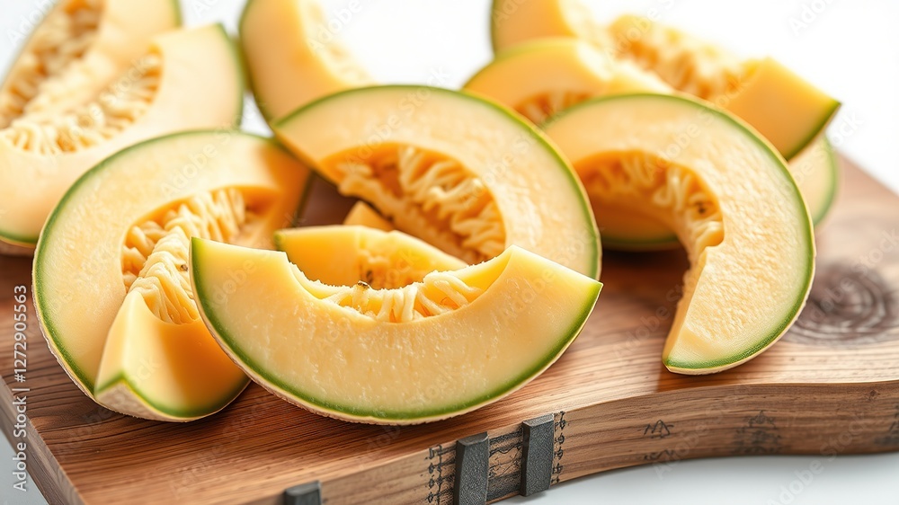 Fresh Cantaloupe Slices on Rustic Wood - Gourmet Fruit Photography Fresh Cantaloupe Slices on Rustic Wood - Gourmet Fruit Photography