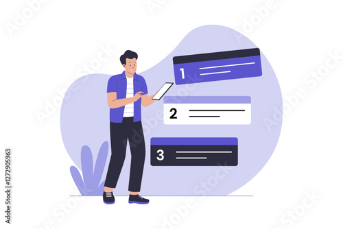 Illustration of business priorities list concept. Important agenda for doing planning and work management. Illustrations for websites, landing pages, mobile apps, posters and banners