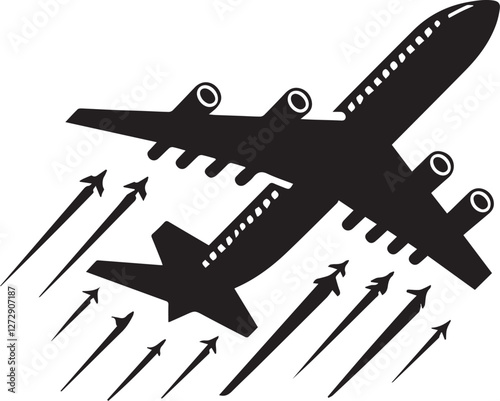plane silhouette on a white background, vector illustration
