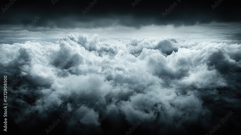 Obraz premium Stormy Cloudscape from Above, Dramatic Sky, Aerial View, Background Image