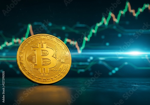Bitcoin Cryptocurrency with Stock Market Chart Analysis for Digital Finance