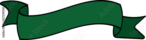 Deep Green Ribbon Banner: Simple Vector Design Element