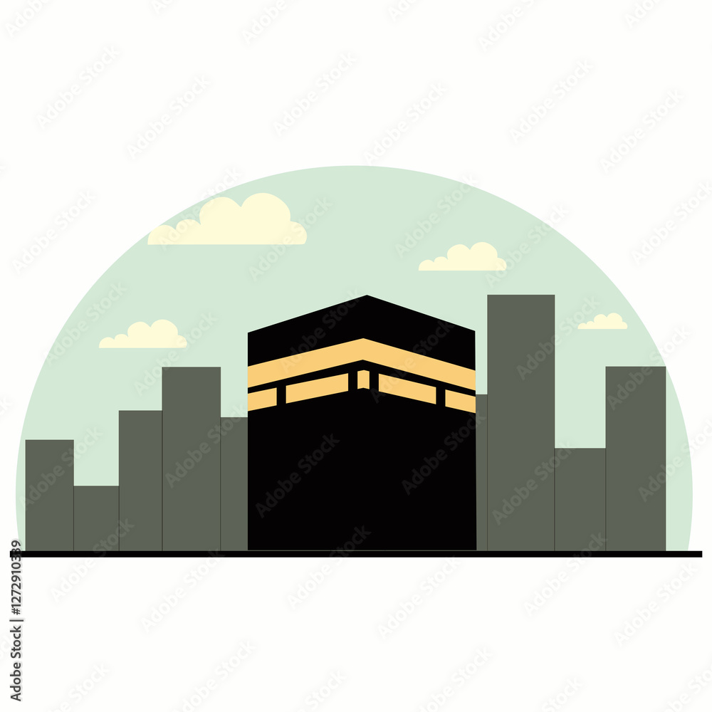 Obraz premium makkah and kaaba vector illustration. eid ul adha. Ramadan kareem