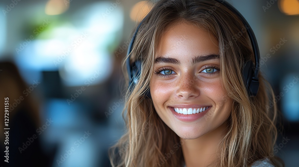 friendly,professional customer service representative with headset,smile friendly,professional customer service representative with headset,smile
