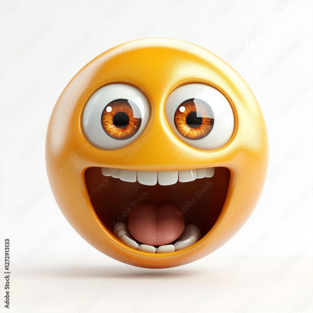 Fototapeta premium Excited Expression Wide Open Mouth in a cartoonish round face