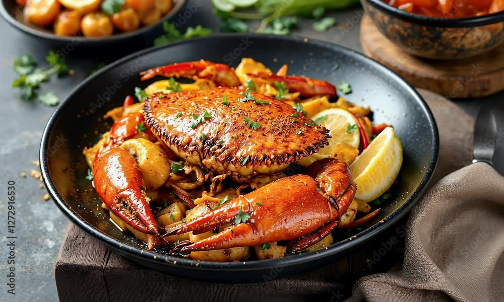 Stir Fried Crab with Curry Powder Beautiful Side Dishes