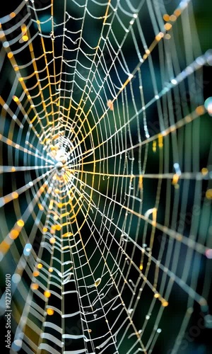 Wallpaper Mural Close Up Of Dew Covered Spiderweb At Dawn Torontodigital.ca