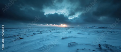 Dramatic arctic storm high-fidelity wide-angle landscape of a frozen wasteland