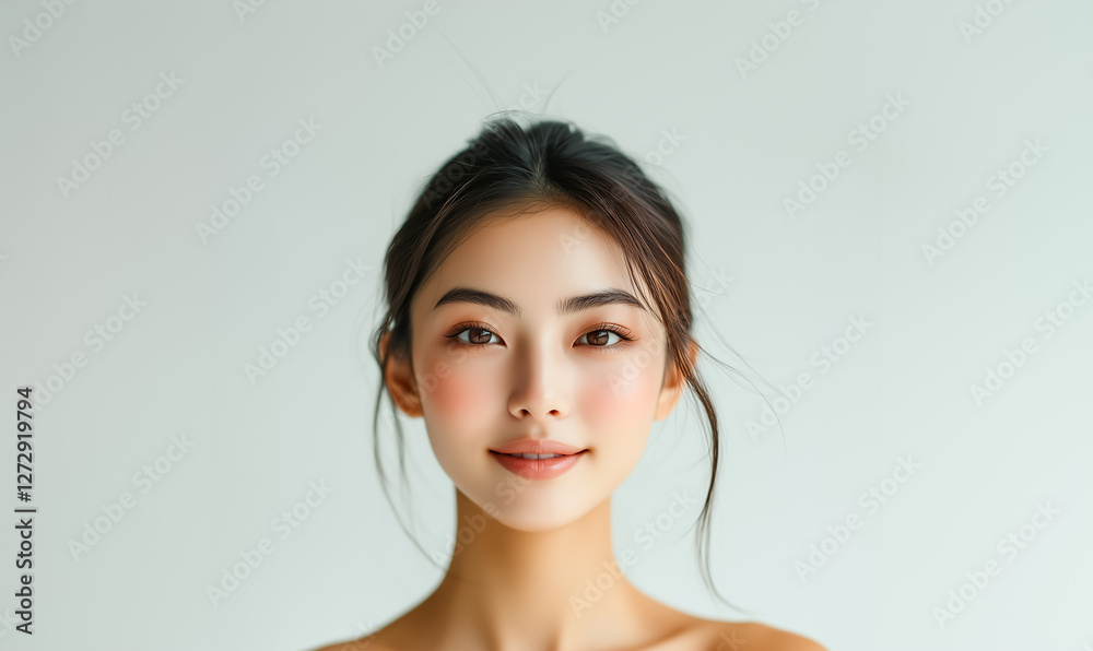 A portrait of a happy young woman with a natural glow and a charming smile. A portrait of a happy young woman with a natural glow and a charming smile.