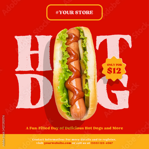 hotdog square social media post template