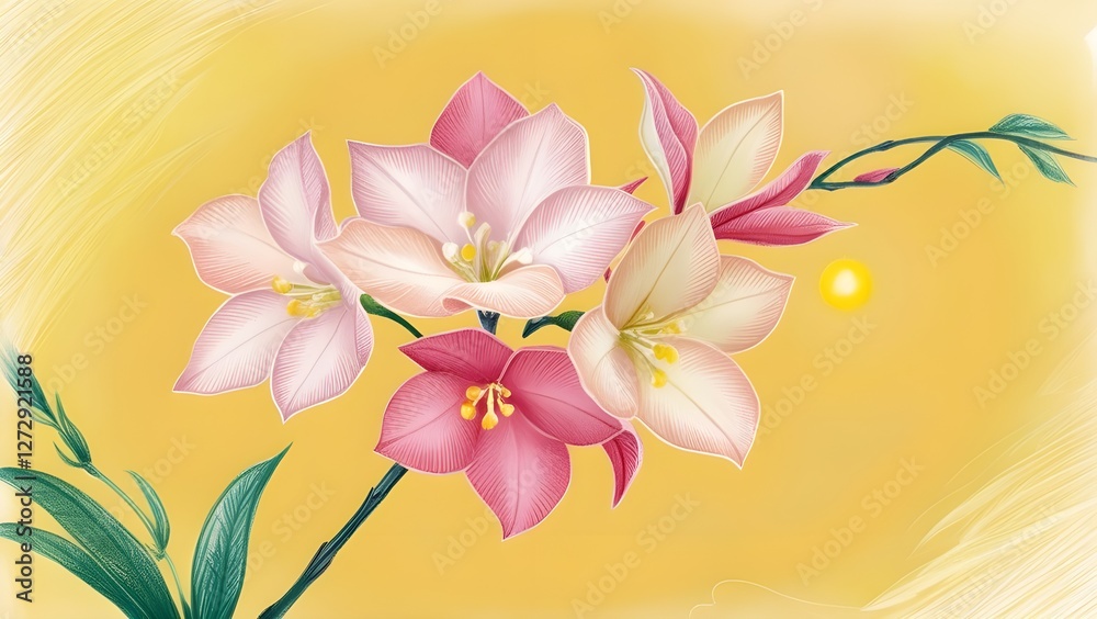 Fototapeta premium pink flowers on a white background