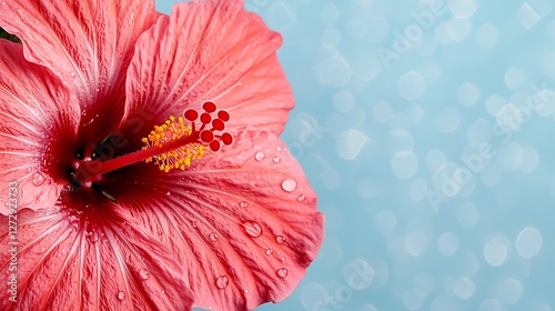 Closeup of a vibrant orange and pink hibiscus flower botanical garden nature photography freshness macro view floral beauty