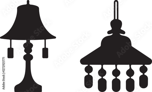 set of vector lamps, chandelier icons