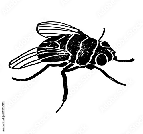 Textured fly illustration isolated on white background