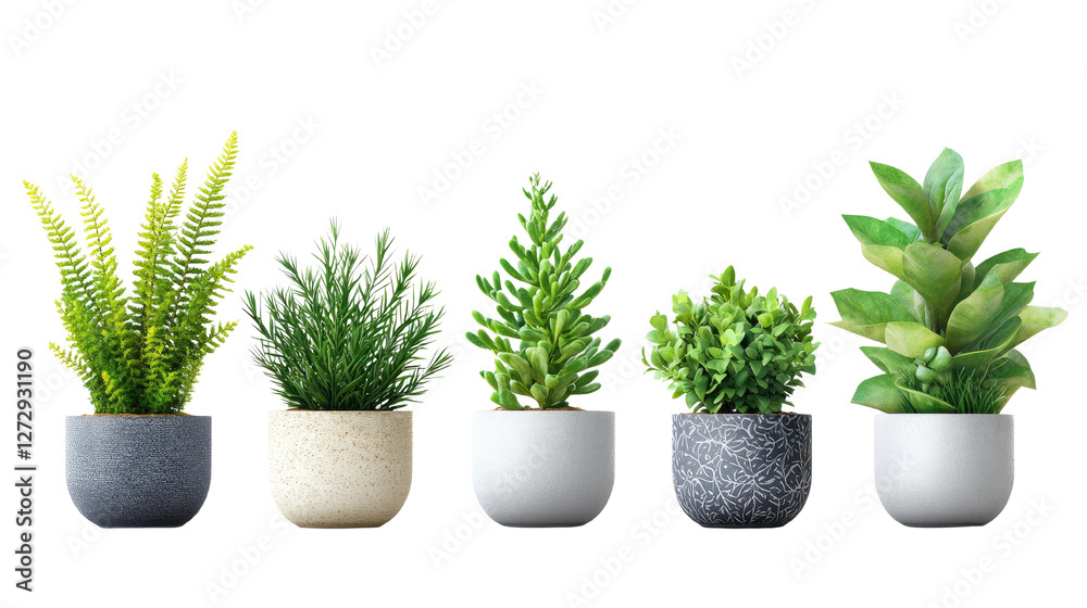 Indoor plants element set isolated on white transparent background