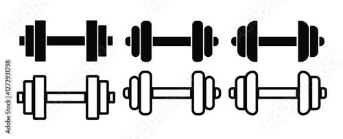 Dumbbell vector icon. Web icon gym dumbbell simple symbol
