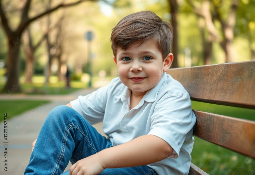 Serene park portrait of a 10-year-old boy