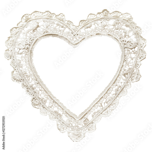 Intricate heart-shaped lace frame png isolated on transparent background