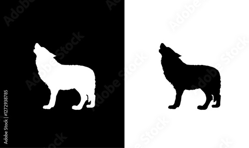 Sticker wolf silhouette illustration vector, wild animal, silhouettes, illustration, vec