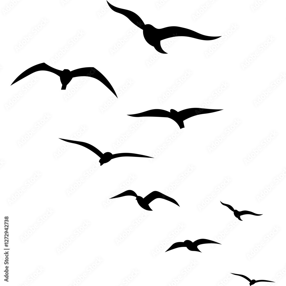 Naklejka premium Birds Flying Silhouette