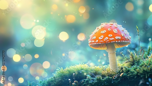 Wallpaper Mural Forest mushroom, vibrant hues, magical bokeh, nature scene Torontodigital.ca