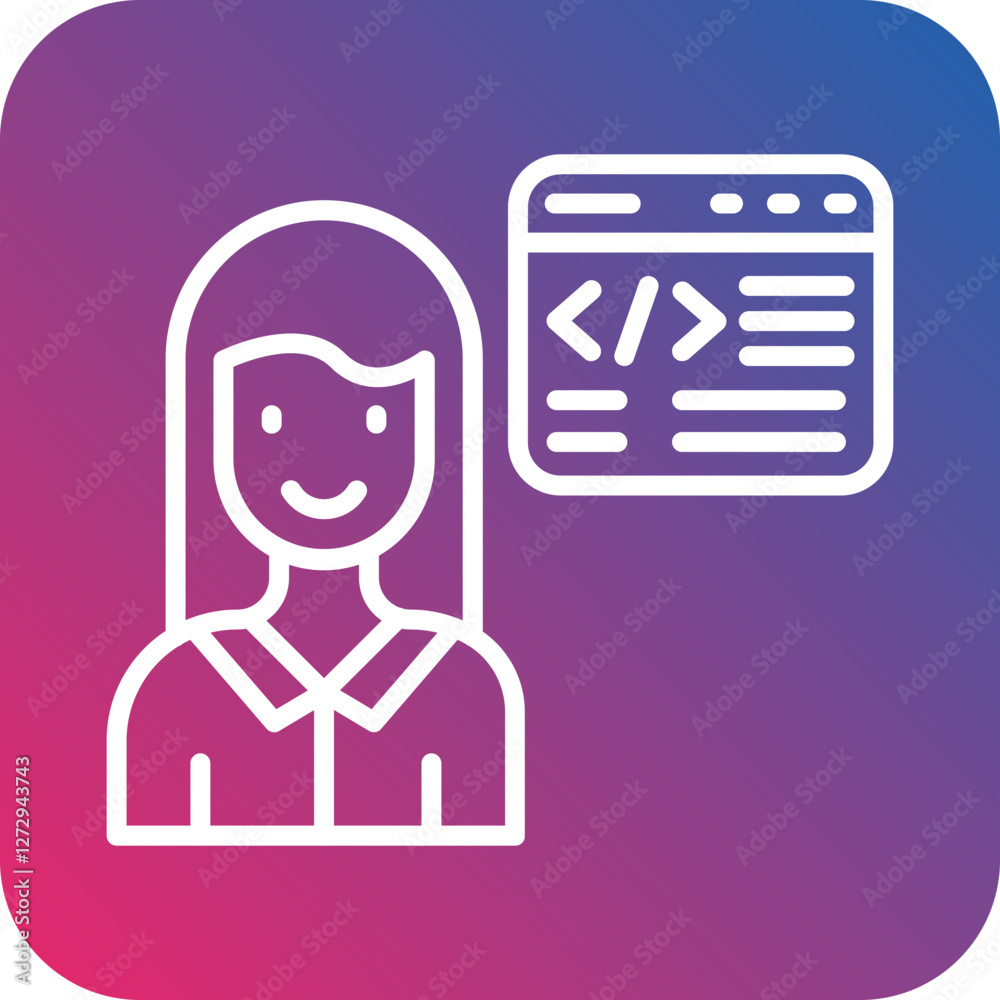 Citizen Developer Female Icon Style Citizen Developer Female Icon Style