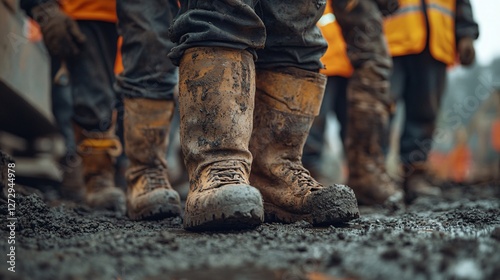 Wallpaper Mural Mud Covered Boots Of Construction Workers Torontodigital.ca