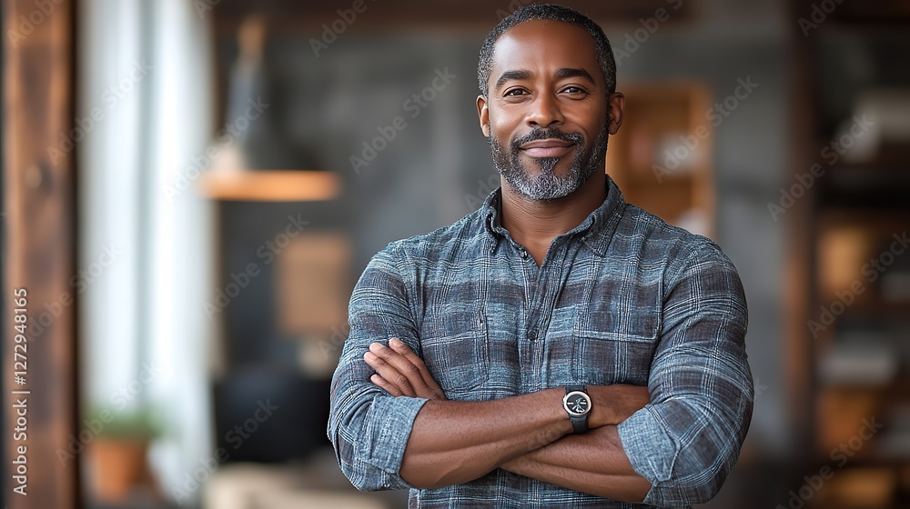 Fototapeta premium happy smiling african american man in casual attire isolated png style on transparent background for easy integration into various design projects and marketing campaigns