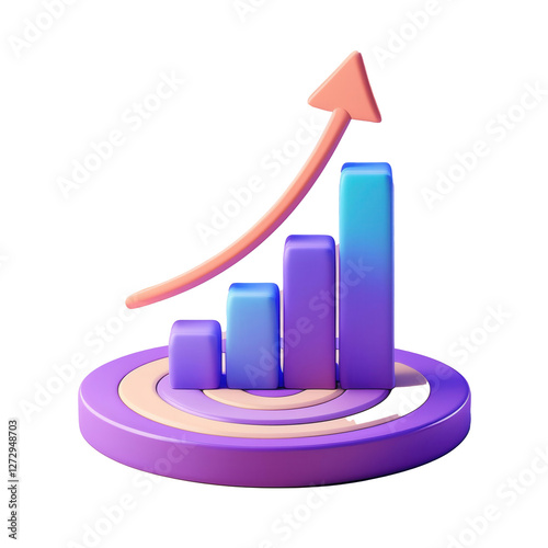 Upward Graph on Target 3D Business Growth and Performance Icon