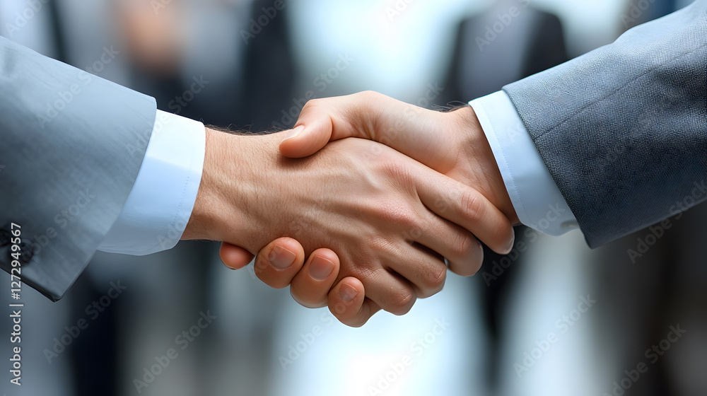 Handshake between two business professionals in a corporate setting Handshake between two business professionals in a corporate setting