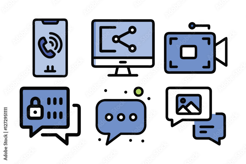 Communication icon set vector art illustration Communication icon set vector art illustration