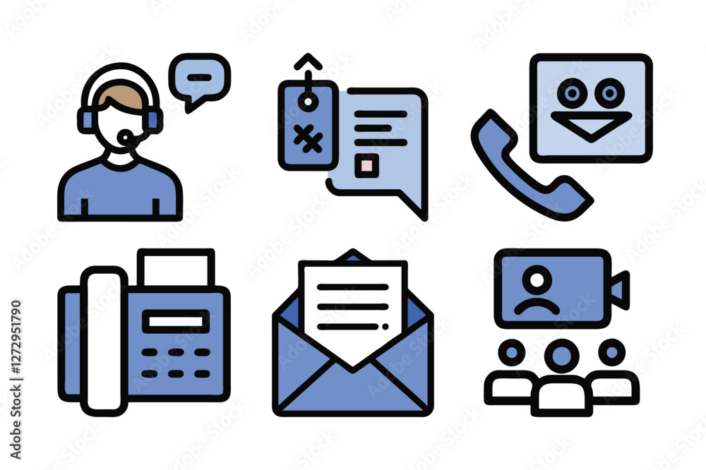 Communication icon set vector art illustration Communication icon set vector art illustration