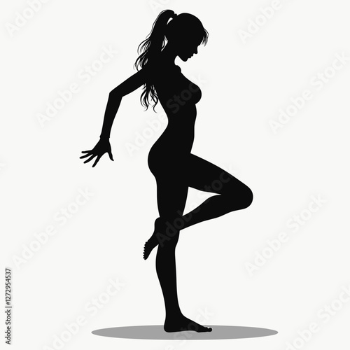 Silhouette of a dancing woman in an elegant pose