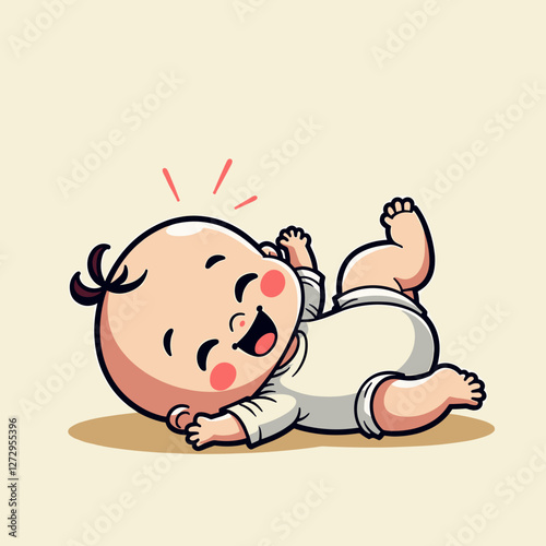 Smiling baby lying on the floor