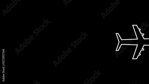 Aero Plane Vector Icon Animated Sign Symbol 4k Motion Graphics Video Footage with Alpha Channel