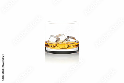 Whiskey with Ice Cubes in Glass photo