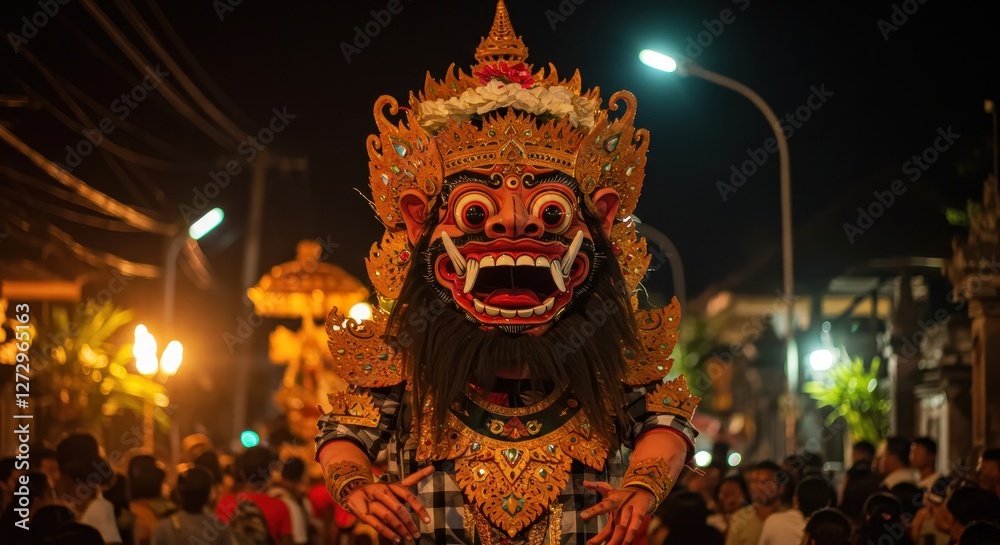 Fototapeta premium Balinese Rangda Mask Night Parade
