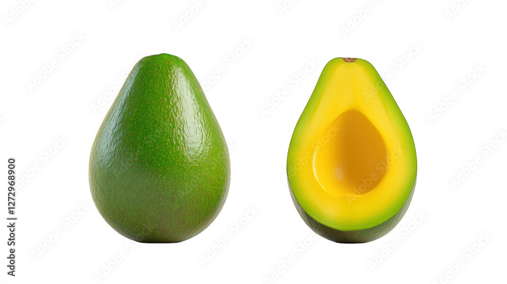 Closeup of avocado half, vibrant green flesh and textured brown skin a visual feast Closeup of avocado half, vibrant green flesh and textured brown skin a visual feast