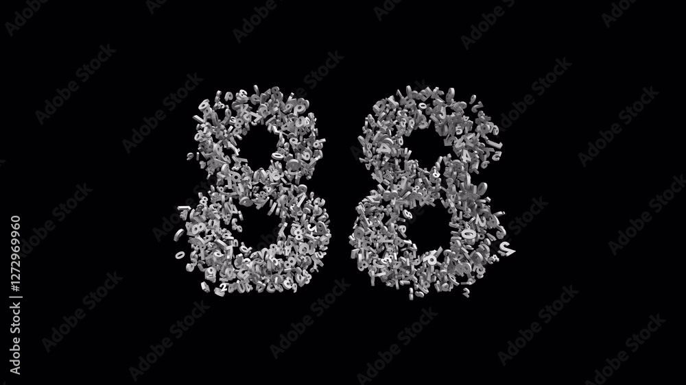Number 88 Made of Numbers with Alpha Channel. 3D Font Number Animation. Transparent Background Number 88 Made of Numbers with Alpha Channel. 3D Font Number Animation. Transparent Background