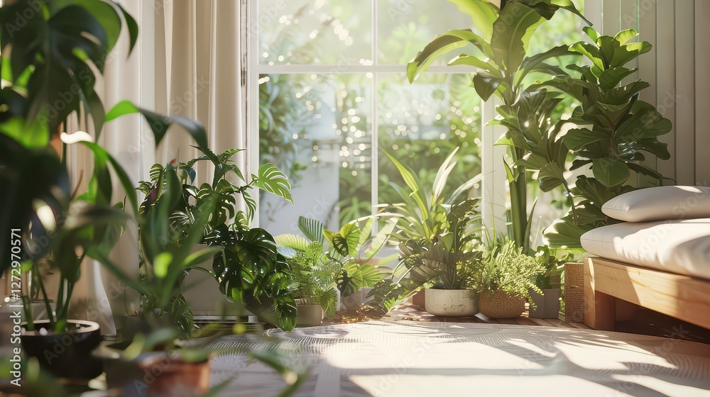 Fototapeta premium Indoor plants in a bright and airy apartment