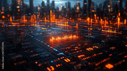 innovative financial technology and asset management concept with graphical display of economic growth and business prosperity