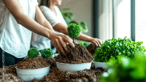 discover eco-friendly gardening tips for women planting saplings and trees indoors with sustainable techniques for repotting small plants and indoor propagation