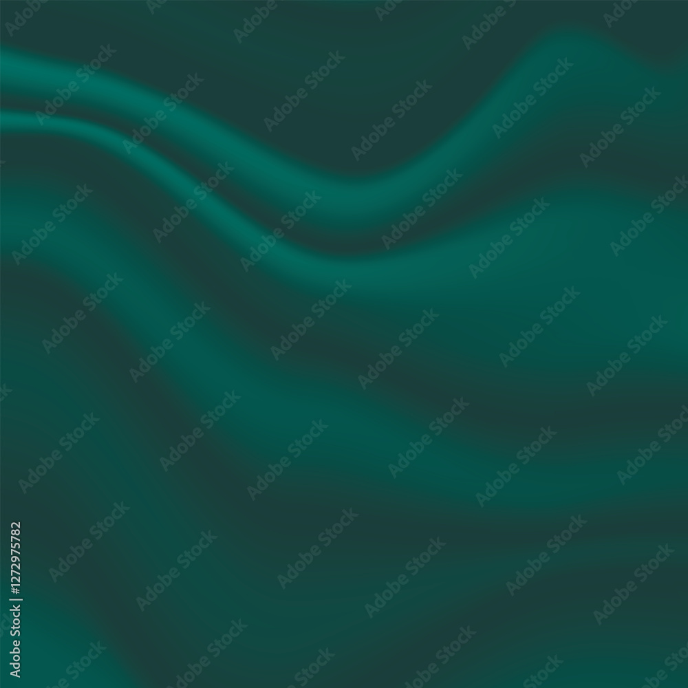 Obraz premium Silk green background. Abstract vector pattern with copy space. Liquid wave texture, smooth drapery wallpaper. Wedding fabric, satin. Wavy design for banner, card, postcard, backdrop.